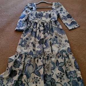Prairie dress blue and white size small